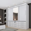 Ver imagem 1 de Guarda Roupa Casal com Espelho 3 Portas de Correr 9 Gavetas 199cm Chicago  