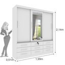 Ver imagem 4 de Guarda Roupa Casal com Espelho 3 Portas de Correr 9 Gavetas 199cm Chicago  