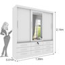 Guarda Roupa Casal com Espelho 3 Portas de Correr 9 Gavetas 199cm Chicago   - 4