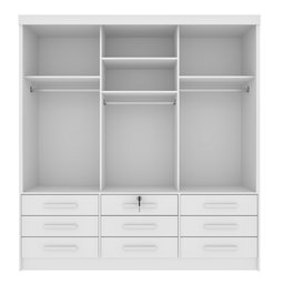 Guarda Roupa Casal com Espelho 3 Portas de Correr 9 Gavetas 199cm Chicago   - 3