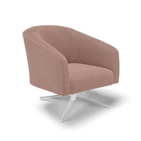 Cadeira Sala de Jantar Giratória Base Cromada Stella Bouclê D03 - D'Rossi Cor Rose