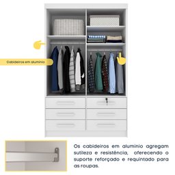 Guarda Roupa Solteiro 2 Portas 6 Gavetas 133cm Chicago   - 5
