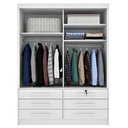 Ver imagem 6 de Guarda Roupa Solteiro 2 Portas 6 Gavetas 133cm Chicago Branco/Neve