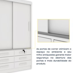 Guarda Roupa Solteiro 2 Portas 6 Gavetas 133cm Chicago   - 8