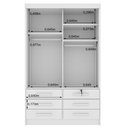 Ver imagem 4 de Guarda Roupa Solteiro 2 Portas 6 Gavetas 133cm Chicago Branco/Neve