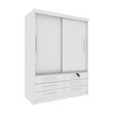 Ver imagem 2 de Guarda Roupa Solteiro 2 Portas 6 Gavetas 133cm Chicago Branco/Neve