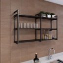 Ver imagem 4 de Prateleira Decorativa Elegante Organizadora Estilo Industrial Parede Sala Quarto Cozinha Preta