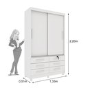 Ver imagem 2 de Guarda Roupa Solteiro com pés 2 Portas 6 Gavetas 133cm Chicago  