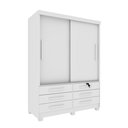 Ver imagem 2 de Guarda Roupa Solteiro com Pés 2 Portas 6 Gavetas 133cm Chicago Branco/Neve