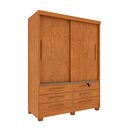 Ver imagem 2 de Guarda Roupa Solteiro com Pés 2 Portas 6 Gavetas 133cm Chicago Bege/Cinamomo