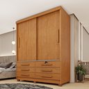 Ver imagem 1 de Guarda Roupa Solteiro com Pés 2 Portas 6 Gavetas 133cm Chicago Bege/Cinamomo