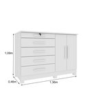 Ver imagem 3 de Cômoda 5 Gavetas 2 Portas com Pés 136cm Istambul Branco/Neve