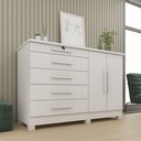 Ver imagem 1 de Cômoda 5 Gavetas 2 Portas com Pés 136cm Istambul Branco/Neve