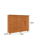 Ver imagem 3 de Cômoda 5 Gavetas 2 Portas 136cm Istambul