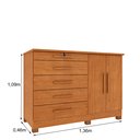 Ver imagem 3 de Cômoda 5 Gavetas 2 Portas com Pés 136cm Istambul Bege/Cinamomo