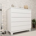 Ver imagem 1 de Cômoda 5 Gavetas com Pés 86cm Premium Branco/Neve