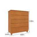 Ver imagem 4 de Cômoda 5 Gavetas com Pés 86cm Premium Bege/Cinamomo
