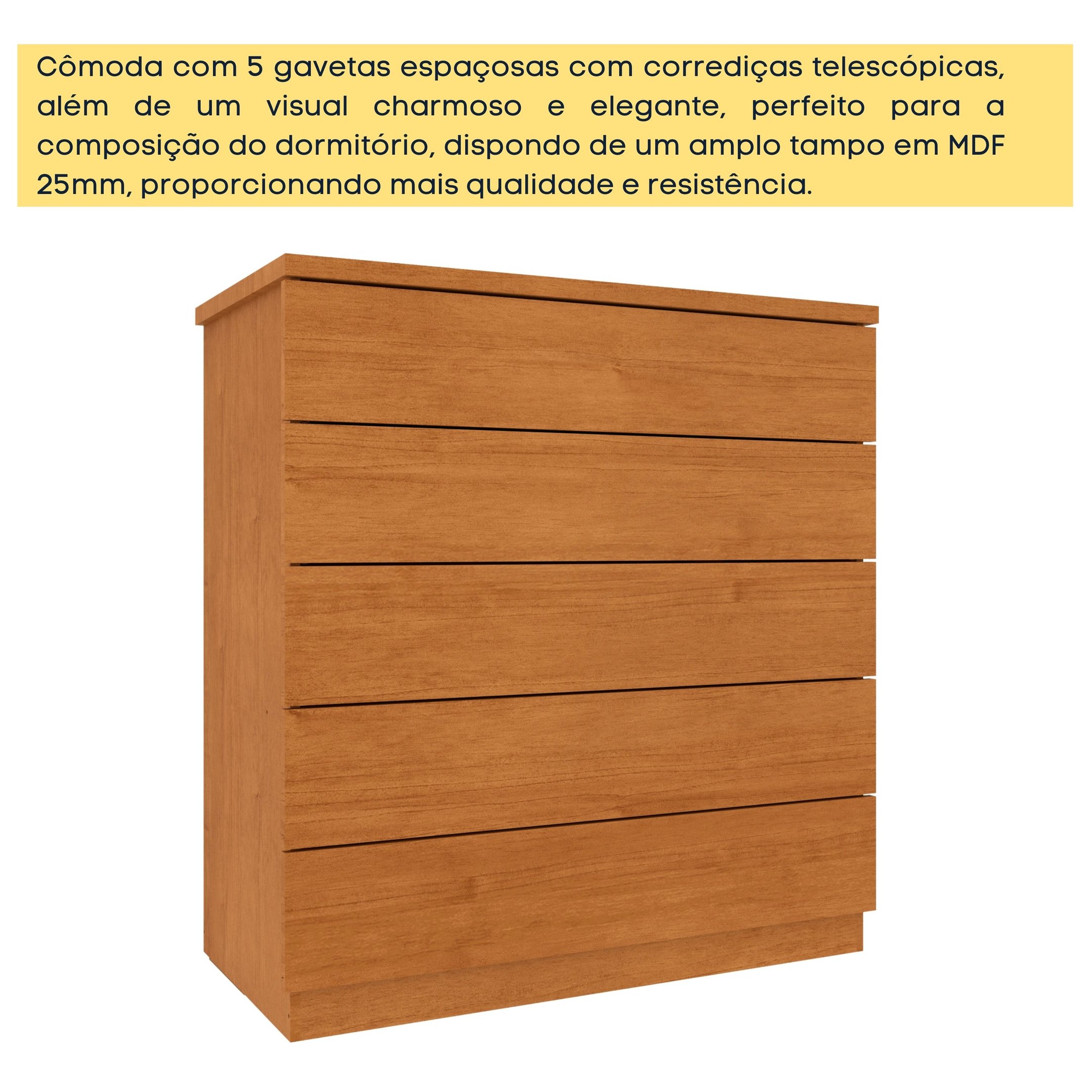 Cômoda 5 Gavetas com pés Premium   - 7