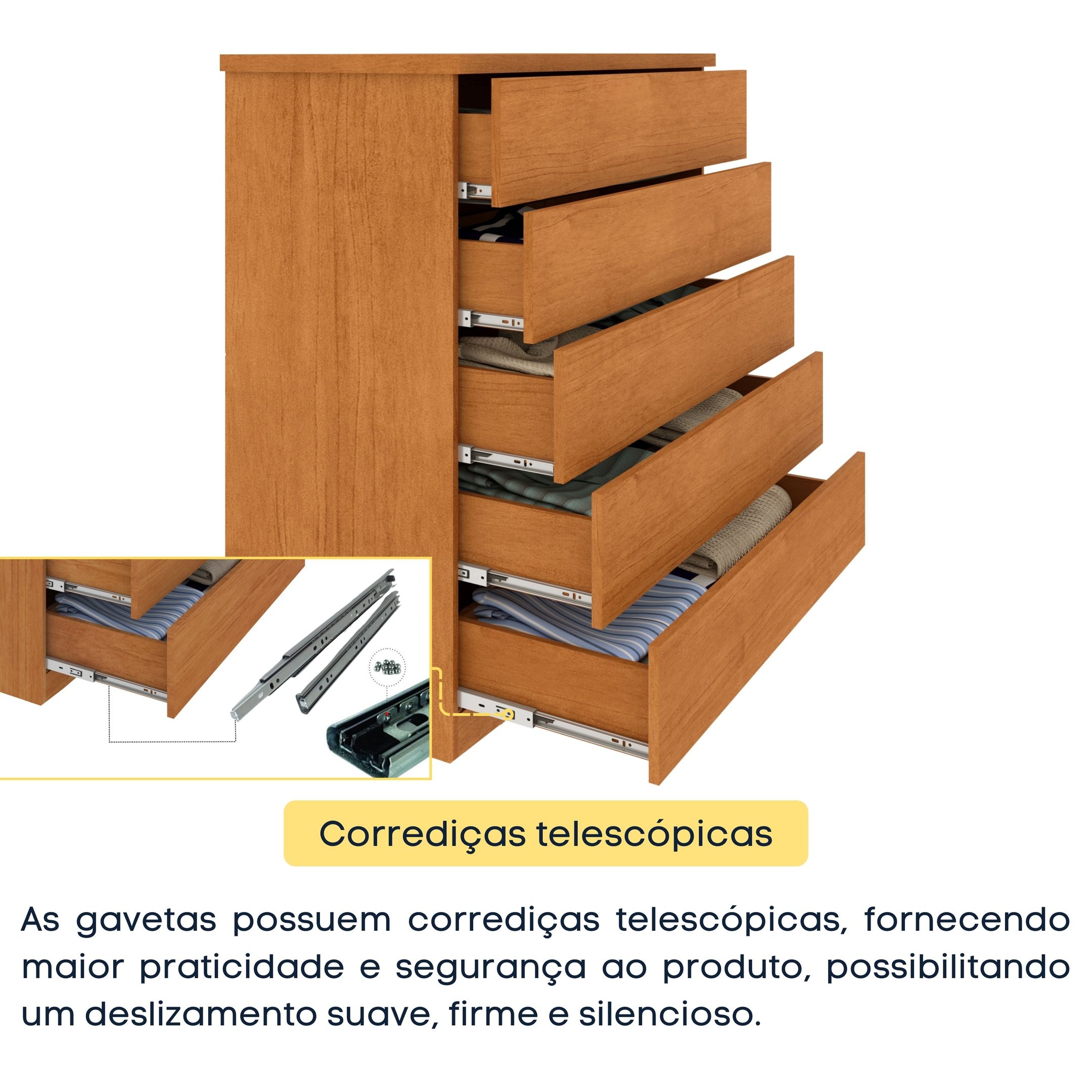Cômoda 5 Gavetas com pés Premium   - 8