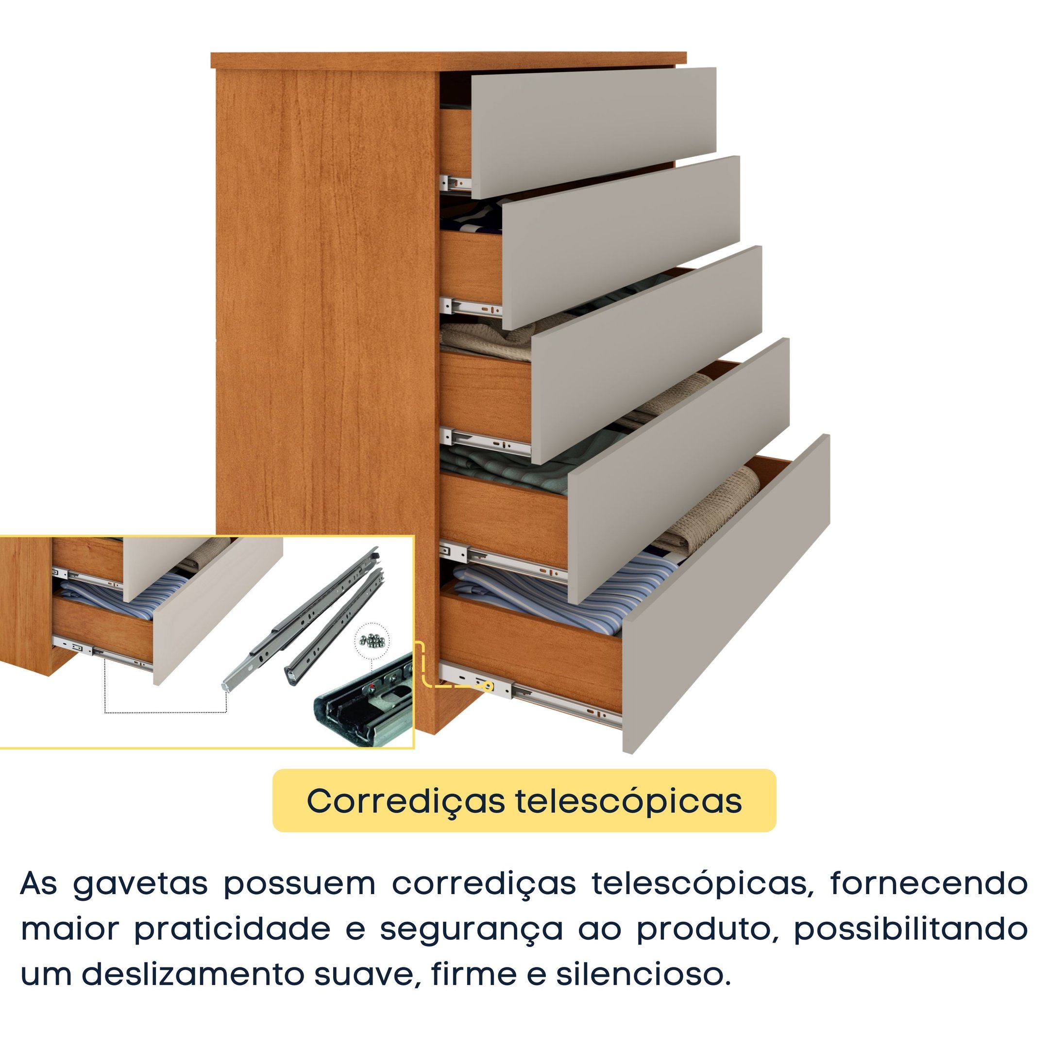 Cômoda 5 Gavetas com pés Premium   - 8