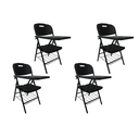 Ver imagem 2 de Kit 04 Cadeira 4 Pés Escolar Universitária Dobrável com Prancheta e Grade Preta