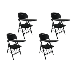 Kit 04 Cadeira 4 Pés Escolar Universitária Dobrável com Prancheta e Grade Preta - 9