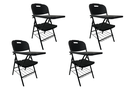 Ver imagem 2 de Kit 04 Cadeira 4 Pés Escolar Universitária Dobrável com Prancheta e Grade Preta