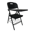 Ver imagem 1 de Kit 04 Cadeira 4 Pés Escolar Universitária Dobrável com Prancheta e Grade Preta