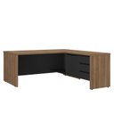 Ver imagem 3 de Escrivaninha Mesa Escritório em L Y37 3 Gavetas 2 Portas 180cm Nogal e Preto Marrom Artany
