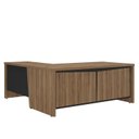 Ver imagem 6 de Escrivaninha Mesa Escritório em L Y37 3 Gavetas 2 Portas 180cm Nogal e Preto Marrom Artany