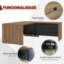 Ver imagem 7 de Escrivaninha Mesa Escritório em L Y37 3 Gavetas 2 Portas 180cm Nogal e Preto Marrom Artany