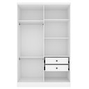 Ver imagem 4 de Guarda Roupa Solteiro 4 Portas 2 Gavetas 133cm Amsterdam Branco/Neve