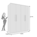 Ver imagem 3 de Guarda Roupa Solteiro 4 Portas 2 Gavetas 133cm Amsterdam Branco/Neve