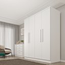 Ver imagem 1 de Guarda Roupa Solteiro 4 Portas 2 Gavetas 133cm Amsterdam Branco/Neve