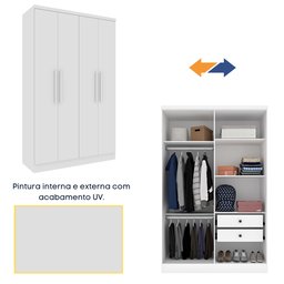 Guarda Roupa Solteiro 4 Portas 2 Gavetas 133cm Amsterdam   - 6