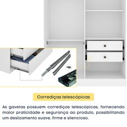 Guarda Roupa Solteiro 4 Portas 2 Gavetas 133cm Amsterdam   - 4