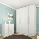 Ver imagem 1 de Guarda Roupa Solteiro 4 Portas 2 Gavetas 133cm Amsterdam Branco/Neve