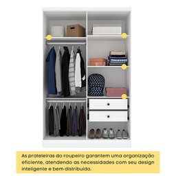 Guarda Roupa Solteiro 4 Portas 2 Gavetas 133cm Amsterdam   - 10