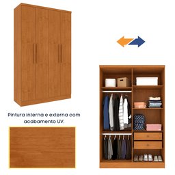 Guarda Roupa Solteiro 4 Portas 2 Gavetas 133cm Amsterdam   - 6