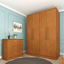 Ver imagem 1 de Guarda Roupa Solteiro 4 Portas 2 Gavetas 133cm Amsterdam  