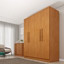 Ver imagem 1 de Guarda Roupa Solteiro 4 Portas 2 Gavetas 133cm Amsterdam Bege/Cinamomo