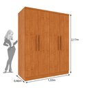 Ver imagem 3 de Guarda Roupa Solteiro 4 Portas 2 Gavetas 133cm Amsterdam Bege/Cinamomo