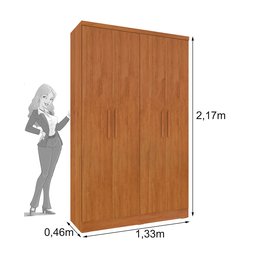Guarda Roupa Solteiro 4 Portas 2 Gavetas 133cm Amsterdam   - 9