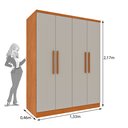 Ver imagem 3 de Guarda Roupa Solteiro 4 Portas 2 Gavetas 133cm Amsterdam Bege/Cinamomo/Off White