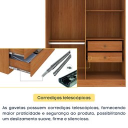 Guarda Roupa Solteiro 4 Portas 2 Gavetas 133cm Amsterdam   - 4