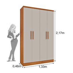 Guarda Roupa Solteiro 4 Portas 2 Gavetas 133cm Amsterdam   - 9