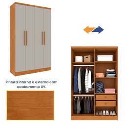 Guarda Roupa Solteiro 4 Portas 2 Gavetas 133cm Amsterdam   - 6