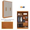 Ver imagem 6 de Guarda Roupa Solteiro 4 Portas 2 Gavetas 133cm Amsterdam Bege/Cinamomo/Off White