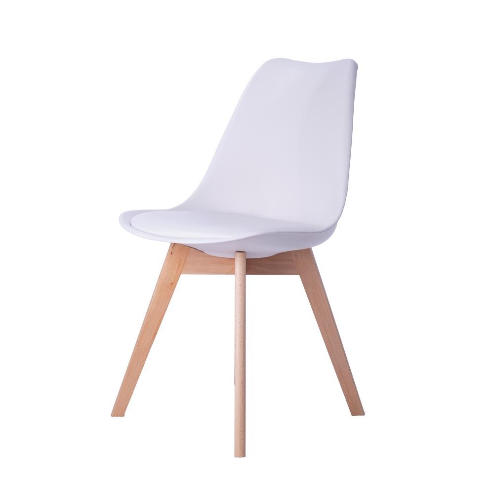 Cadeira Leda Eames Jantar Cozinha com Assento Estofado Branco - 2