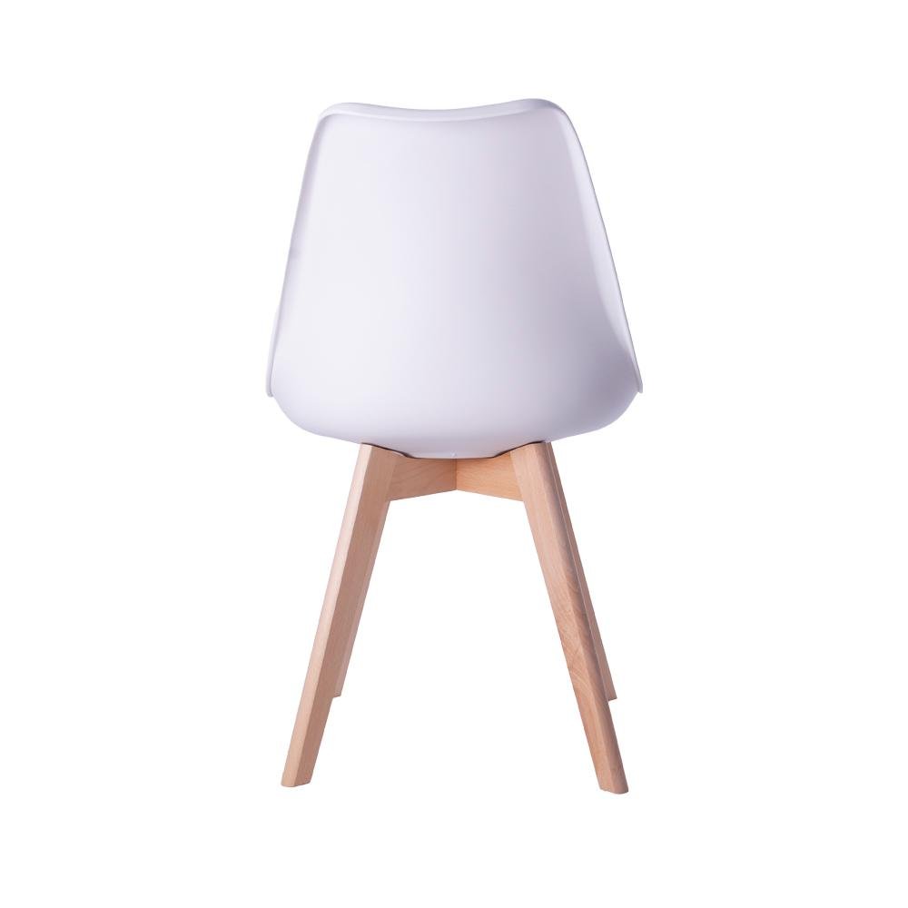 Cadeira Leda Eames Jantar Cozinha com Assento Estofado Branco - 4